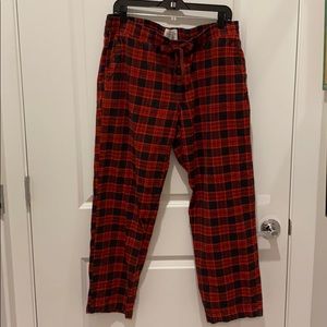 Cotton flannel red plaid pajama pants